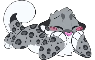 ☺️ sneeuwluipaard, schattig, dier, sticker, cartoon telegram sticker