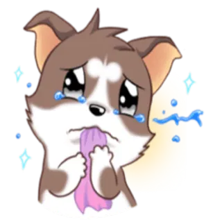 😭 anjing, menangis, sedih, emosional, anak anjing, air mata whatsapp sticker