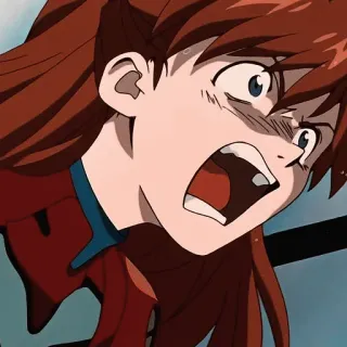 🤬 Asuka Langley Soryu Neon Genesis Evangelion anime, character, screaming, redhead, manga, angry telegram sticker