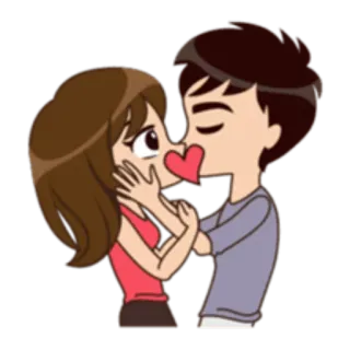 😘 pareja, amor, beso, romance, dibujos animados telegram sticker