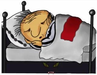 😴 tidur, tempat tidur, monster, kartun whatsapp sticker