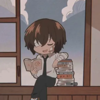 😇 Anime, Lecture, Livres, Chibi, Fenêtre, Dessin animé whatsapp sticker