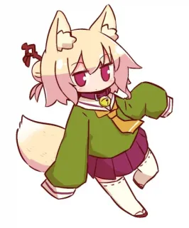 🦊 Anime, Chibi, Kawaii, Fofo, Garota raposa, Animal, Desenho animado telegram sticker