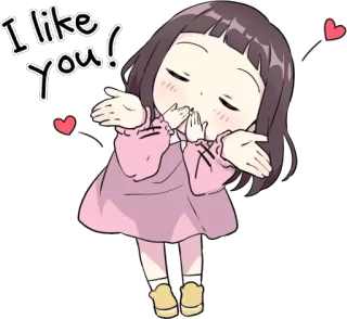 😍 I like you! Anime, Fofo, Garota, Amor, Corações, Beijo telegram sticker