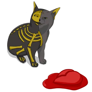 💔 猫, 骷髅, 心碎, 动物, 解剖, 万圣节, 恐怖 telegram sticker