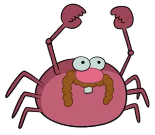 🍥 crab, cartoon, animal, sea creature, whimsical, character telegram sticker