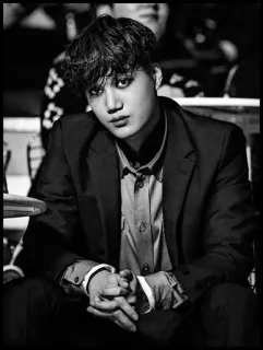 ♠ man, suit, portrait, black and white, fashion, kpop telegram sticker