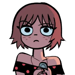 😐 Kim Pine Scott Pilgrim vs. the World scott pilgrim, kim pine, comic, movie, sad, girl telegram sticker