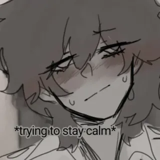🍵 *trying to stay calm* tenang, cemas, stres, gugup, sketsa, seni digital, emosi whatsapp sticker