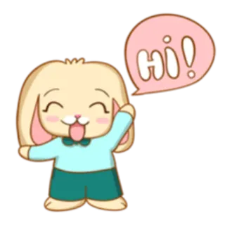 🙂 HI! coelho, desenho animado, saudação, kawaii, fofo telegram sticker