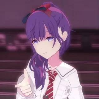 🔮 动漫女孩, 学生制服, 紫色头发, 卡通, 动画 telegram sticker