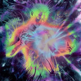 🧠 kunst, abstrakt, figur, energie, farbenfroh, psychedelisch telegram sticker
