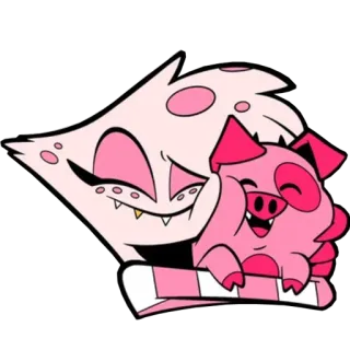 🤗 Angel Dust Hazbin Hotel Kreskówka, Anime, Słodkie, Szczęśliwy, Różowy, Świnia telegram sticker