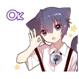 👌 Ok Anime, Kocurek, Ok, Zgoda, Kociak, Słodki telegram sticker
