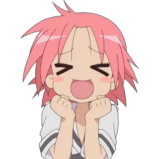 😆 аниме, девочка, взволнованная, счастливая, милая, розовые волосы telegram sticker