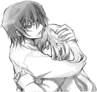 😏 hug, anime, manga, couple, affection, friendship telegram sticker