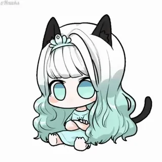 🐱 Chibi, Fille chat, Anime, Mignon, Kawaii, Manga, Dessin animé whatsapp sticker