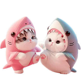 💃 koty, kocięta, stroje rekina, słodkie, zwierzęta, kawaii, zwierzęta domowe telegram sticker