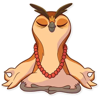 😌 burung hantu, meditasi, yoga, damai, kartun, zen, spiritual, tenang telegram sticker