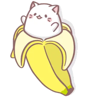 😆 mèo, chuối, dễ thương, kawaii, động vật, trái cây telegram sticker