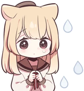 😖 Anime, Kawaii, Imut, Sedih, Air Mata, Chibi, Gadis telegram sticker