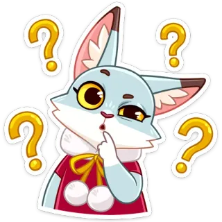❓ pergunta, pensando, raposa, animal, fofo, confuso, desenho animado telegram sticker