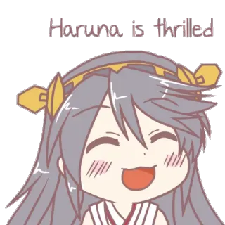 🛌 Haruna Haruna is thrilled Anime, Kawaii, Fofo, Feliz, Garota, Emocionado, Animado whatsapp sticker