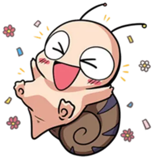 😉 siput, kartun, imut, bahagia, hewan, ilustrasi whatsapp sticker