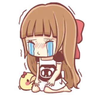 😔 슬픈, 우는, 여자, 만화, 감정적인, 눈물, 카와이 telegram sticker