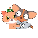 🤗 แมว, หมา, การ์ตูน, น่ารัก, สัตว์, เพื่อน telegram sticker