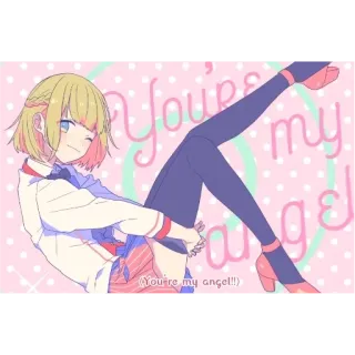 😇 yours my angel (you're my angel!!) Anime, Meisje, Kawaii, Leuk, Cartoon, Roze, Illustratie telegram sticker