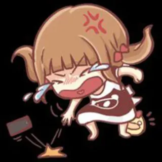 😫 плачет, расстроен, мультфильм, девочка, злость, сломанный телефон telegram sticker