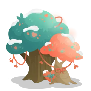 🌳 trees, heart, winter, love, valentine's day, cute, gift, cartoon telegram sticker