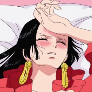 😥 Boa Hancock One Piece Anime, Personagem, Mulher, Triste, Doente, Febre telegram sticker