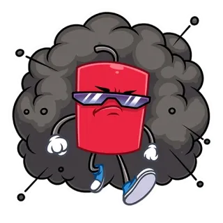 😎 estalinho, desenho animado, explosivo, vermelho, personagem, perigo whatsapp sticker