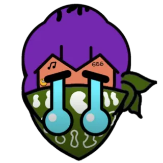 😭 płacz, smutny, kreskówka, wyraz, emotikon, bandana telegram sticker