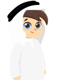 🏝 Cartone animato, Ragazzo, Vestiti bianchi, Bambino, Illustrazione whatsapp sticker