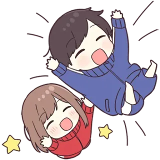 🙃 Anime, Paar, Süß, Kawaii, Chibi telegram sticker