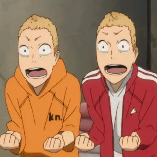 😳 kn. Anime, Bliźniaki, zszokowany, zaskoczony, Kreskówka, Wyraz twarzy, Bluza z kapturem telegram sticker