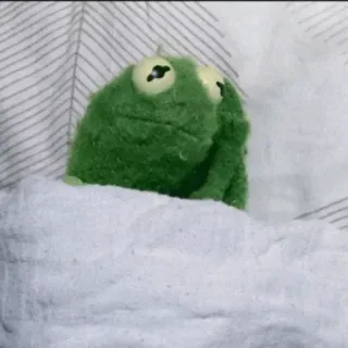 🐸 Kermit kermit the frog, puppet, frog, bed, sleepy, meme telegram sticker
