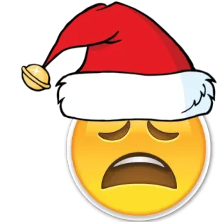 😫 emoji, gorro de papai noel, natal, triste, infeliz, feriado telegram sticker