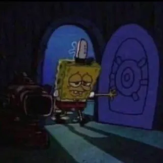 😞 Spongebob Мультфильм, Спанч Боб, Грустный, Пьяный, Ключ, Дверь telegram sticker