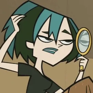 🐉 Gwen Total Drama Island dibujos animados, chica, adolescente, espejo, Gwen, Total Drama Island whatsapp sticker