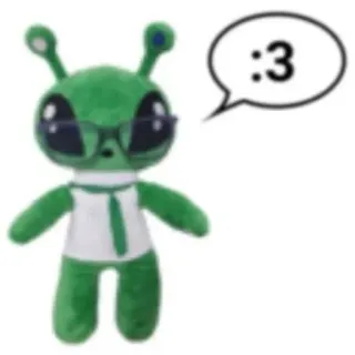 🧸 :3 Người ngoài hành tinh, Thú nhồi bông, Đồ chơi, Dễ thương, Xanh lá, Mọt sách telegram sticker