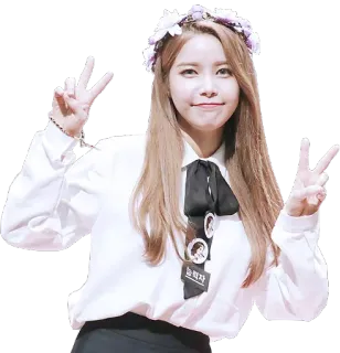 ✌ 눈치작자 wanita, simbol perdamaian, mahkota bunga, asia, gadis, imut telegram sticker