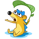 😧 刺猬, 卡通, 动物, 叶子, 可爱, 雨, 贴纸 telegram sticker