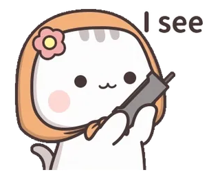 📞 I see gato, fofo, telefone, saudação telegram sticker