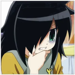 🤔 Tomoko Kuroki WataMote อนิเมะ, ผู้หญิง, อาย, น่ารัก, WataMote, โทโมโกะ คุโรกิ telegram sticker