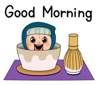 🥷 Good Morning Guten Morgen, Gruß, Tee, niedlich, kawaii telegram sticker