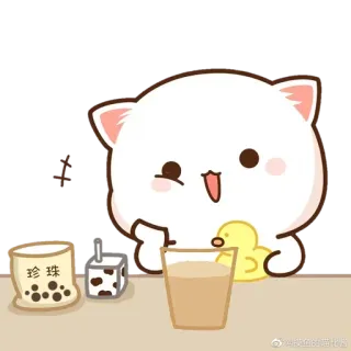 😄 珍珠 Katze, Ente, Bubble Tea, Getränk, süß telegram sticker